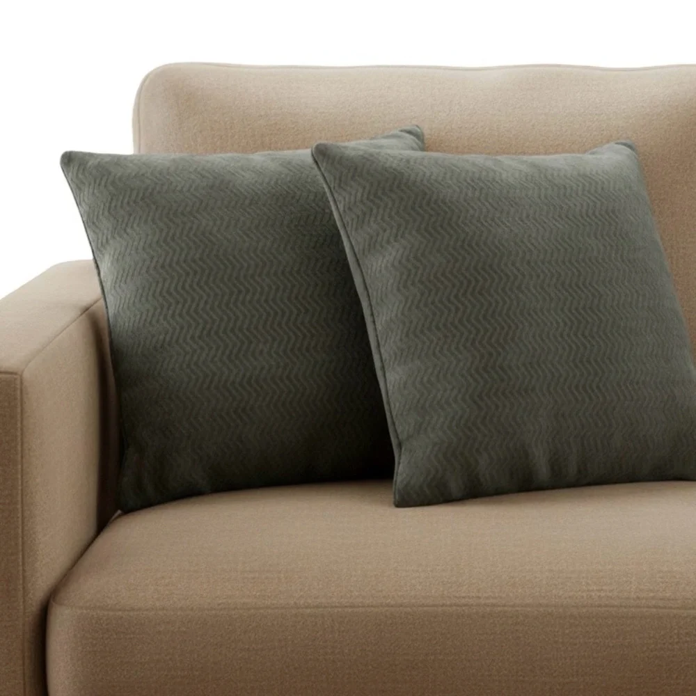 Set 2 Dark Green 18” Throw Pillows Chenille Patterned Holiday Christmas
